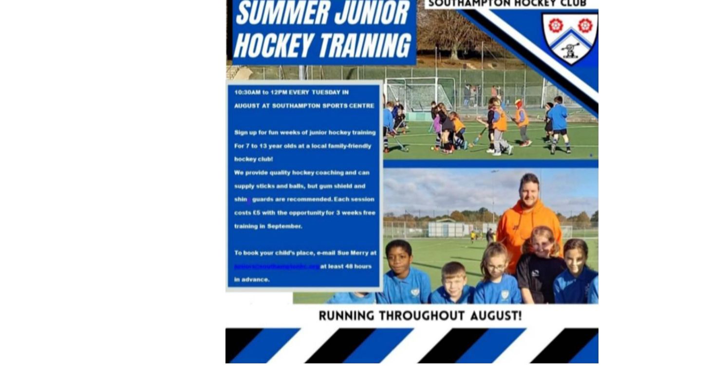Summer Junior coaching every Tuesday in August from 10.30am to 12 noon.